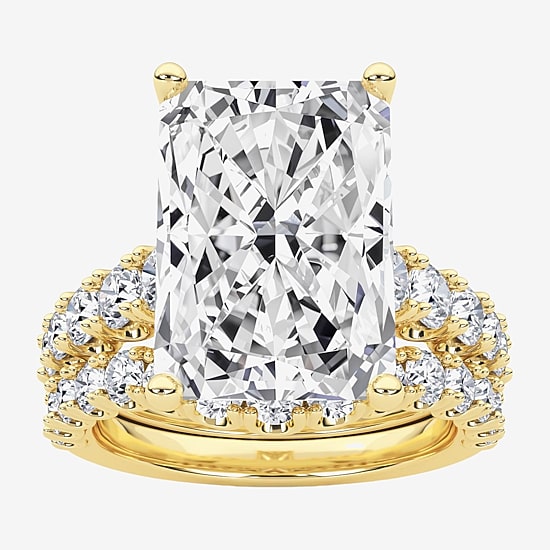 Grown Gorgeous (F / Vs2) Womens 8 1/4 Ct. T.W. Lab Grown White Diamond 14K Gold Rectangular Side Stone Bridal Set