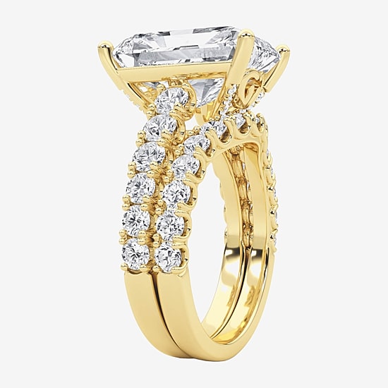Grown Gorgeous (F / Vs2) Womens 8 1/4 Ct. T.W. Lab Grown White Diamond 14K Gold Rectangular Side Stone Bridal Set