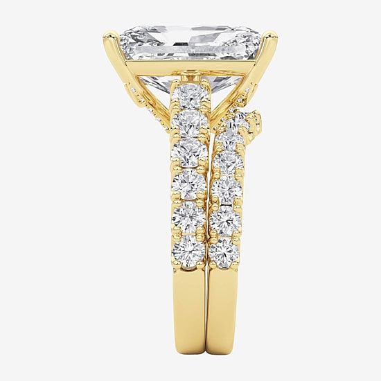 Grown Gorgeous (F / Vs2) Womens 8 1/4 Ct. T.W. Lab Grown White Diamond 14K Gold Rectangular Side Stone Bridal Set