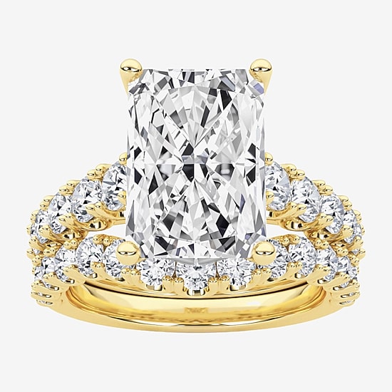Grown Gorgeous (F / Vs2) Womens 5 1/3 Ct. T.W. Lab Grown White Diamond 14K Gold Rectangular Side Stone Bridal Set