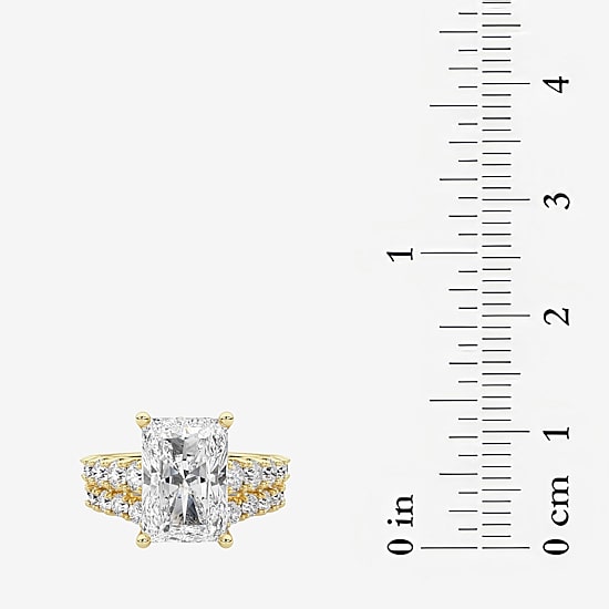Grown Gorgeous (F / Vs2) Womens 5 1/3 Ct. T.W. Lab Grown White Diamond 14K Gold Rectangular Side Stone Bridal Set