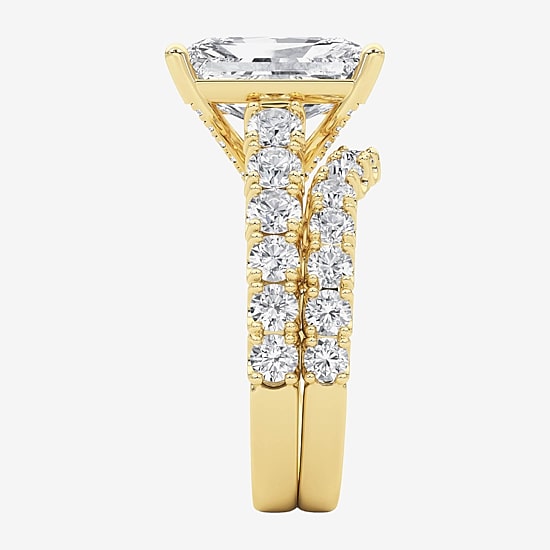 Grown Gorgeous (F / Vs2) Womens 5 1/3 Ct. T.W. Lab Grown White Diamond 14K Gold Rectangular Side Stone Bridal Set