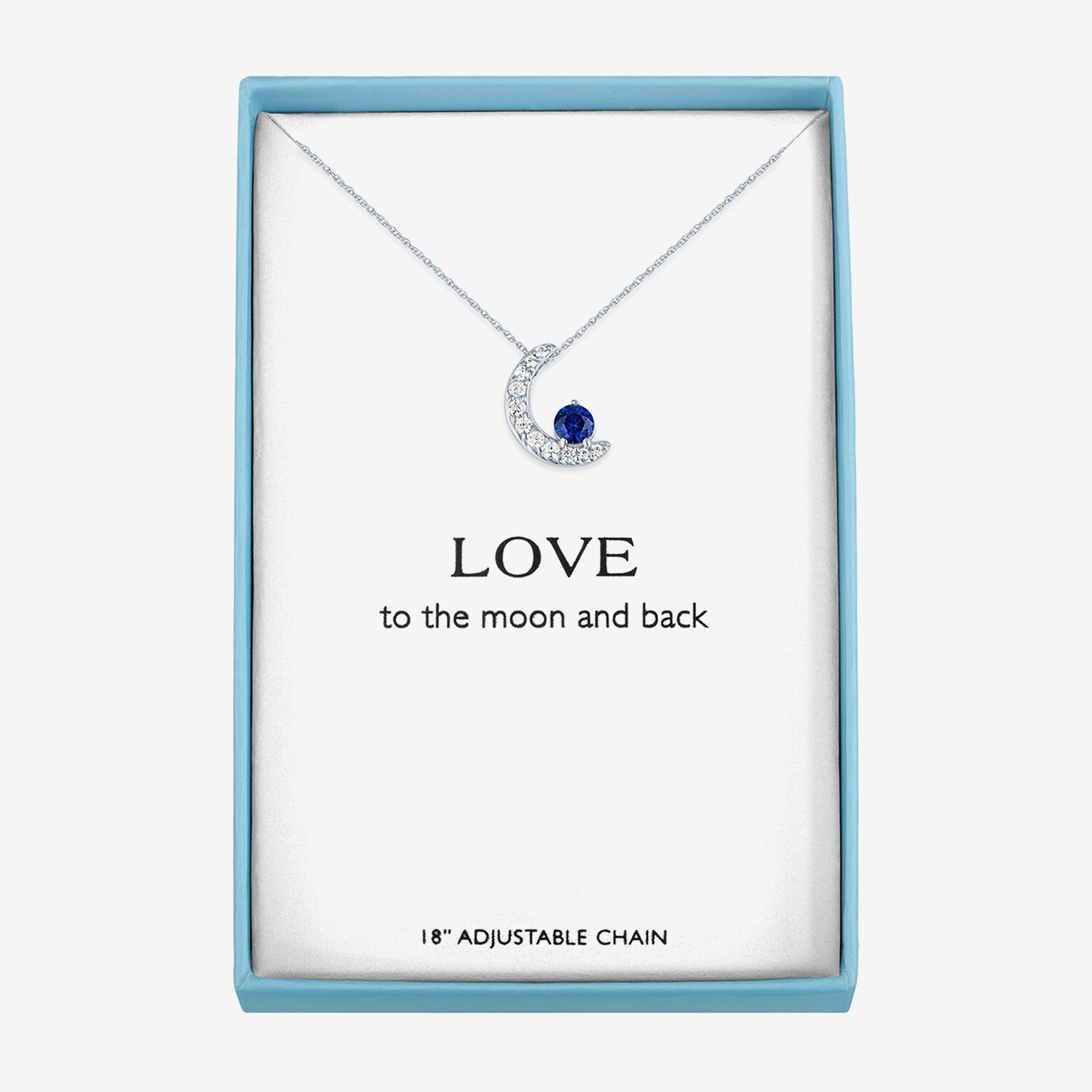 Womens Lab Created Blue Sapphire Pure Silver Over Brass Moon 16 Inch Pendant Necklace