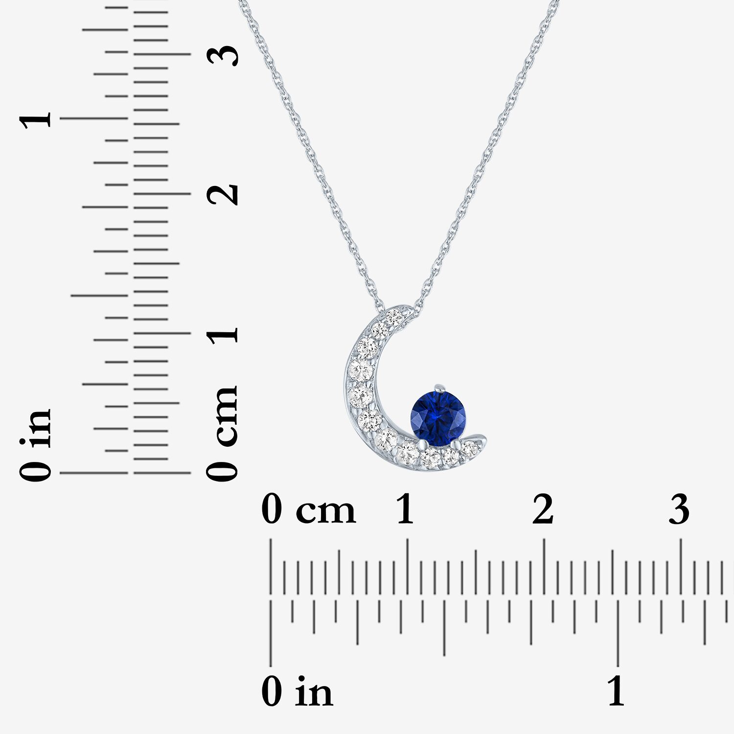 Womens Lab Created Blue Sapphire Pure Silver Over Brass Moon 16 Inch Pendant Necklace