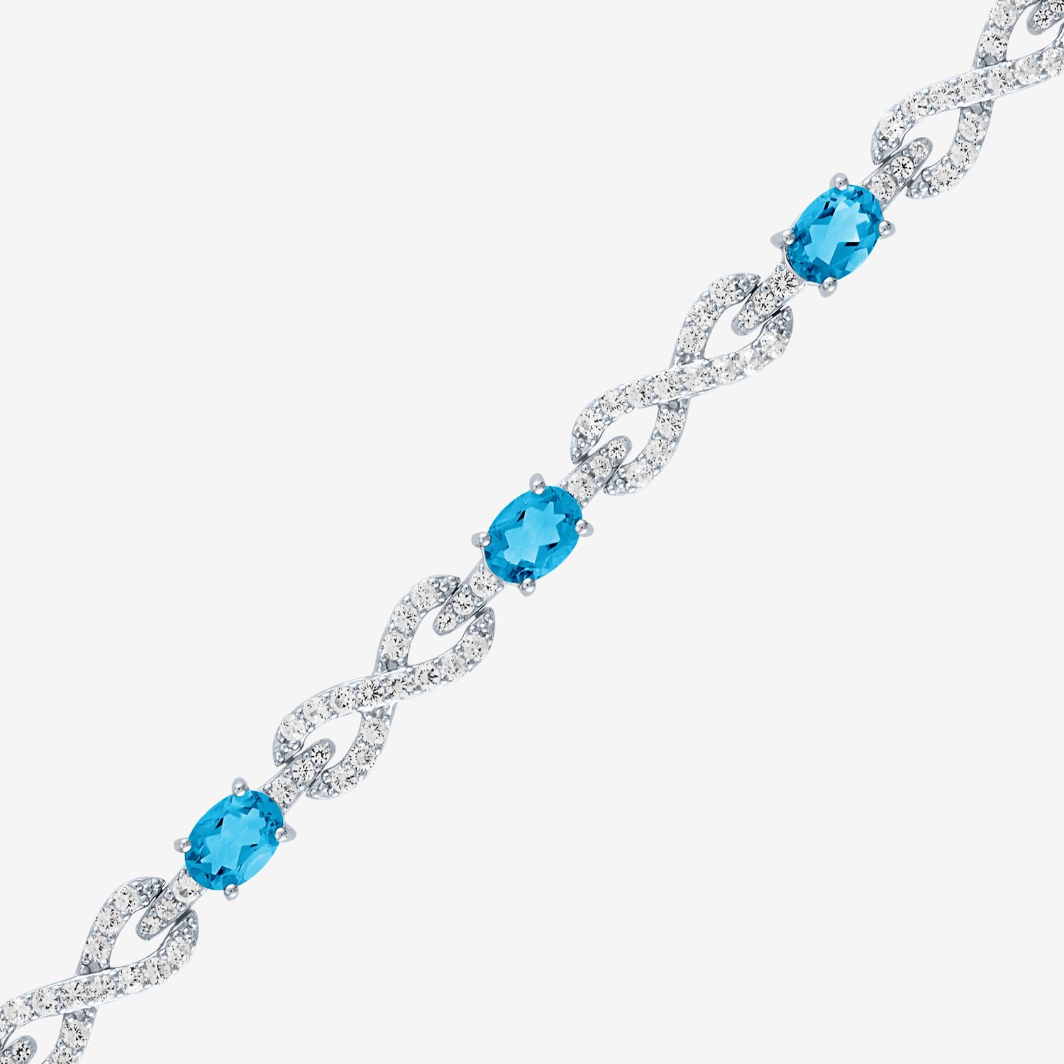 Gemstone Pure Silver Over Brass Infinity 7.5 Inch Tennis Bracelet
