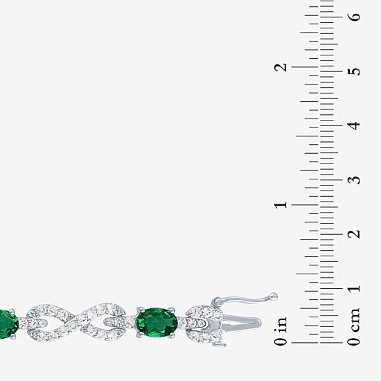 Gemstone Pure Silver Over Brass Infinity 7.5 Inch Tennis Bracelet