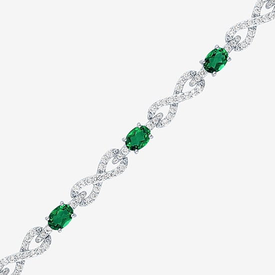 Gemstone Pure Silver Over Brass Infinity 7.5 Inch Tennis Bracelet
