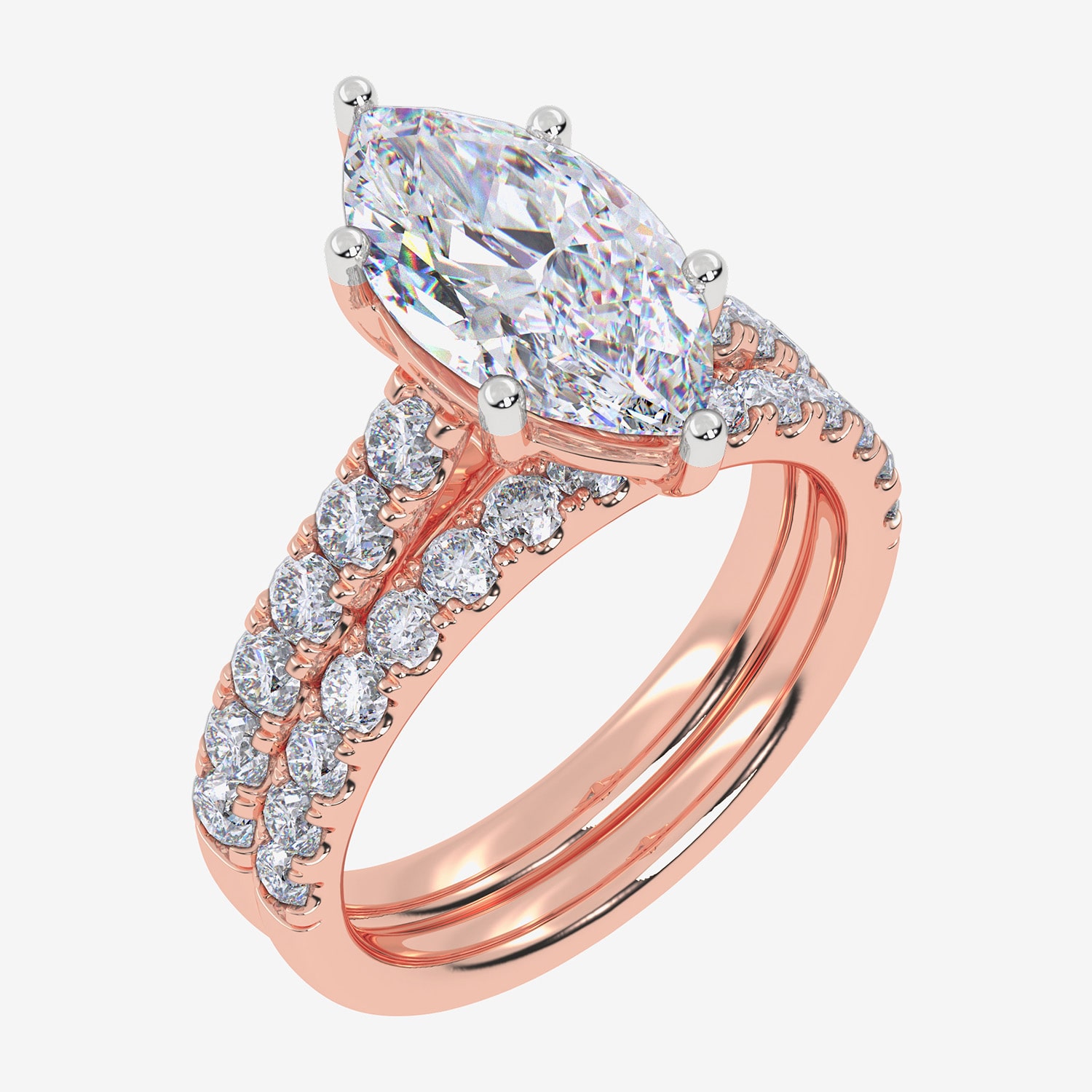 Signature By Modern Bride (G-H / Vs2-Si1) Womens 2 CT. T.W. Lab Grown White Diamond 14K Gold Marquise Side Stone Bridal Set