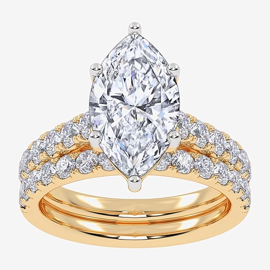 Signature By Modern Bride (G-H / Vs2-Si1) Womens 2 CT. T.W. Lab Grown White Diamond 14K Gold Marquise Side Stone Bridal Set