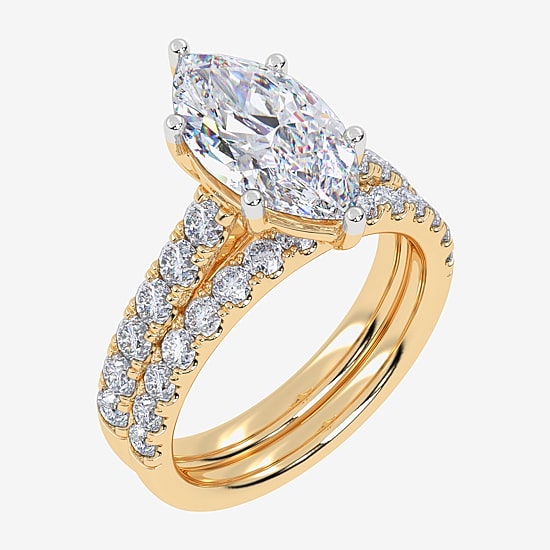 Signature By Modern Bride (G-H / Vs2-Si1) Womens 2 CT. T.W. Lab Grown White Diamond 14K Gold Marquise Side Stone Bridal Set