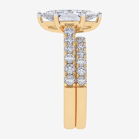 Signature By Modern Bride (G-H / Vs2-Si1) Womens 2 CT. T.W. Lab Grown White Diamond 14K Gold Marquise Side Stone Bridal Set