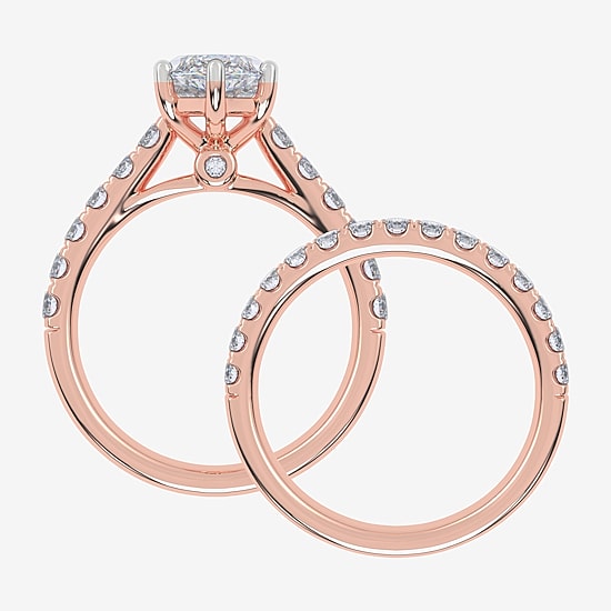 Signature By Modern Bride (G-H / Vs2-Si1) Womens 2 CT. T.W. Lab Grown White Diamond 14K Gold Marquise Side Stone Bridal Set