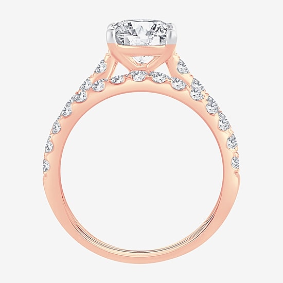 Signature By Modern Bride (F-G/ Vs2-Si1) Womens 2 1/2 CT. T.W. Lab Grown White Diamond 14K Gold Oval Side Stone Bridal Set