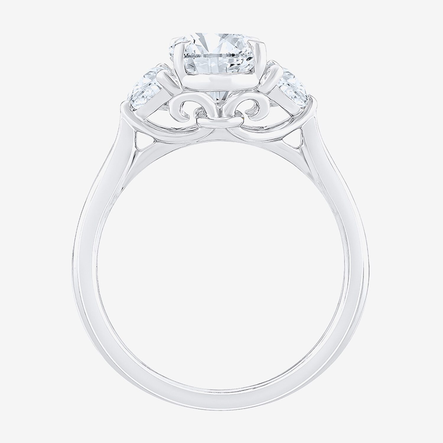 Signature By Modern Bride (F / Vs2) Womens 2 1/2 CT. T.W. Lab Grown White Diamond 10K Gold Oval 3-Stone Engagement Ring