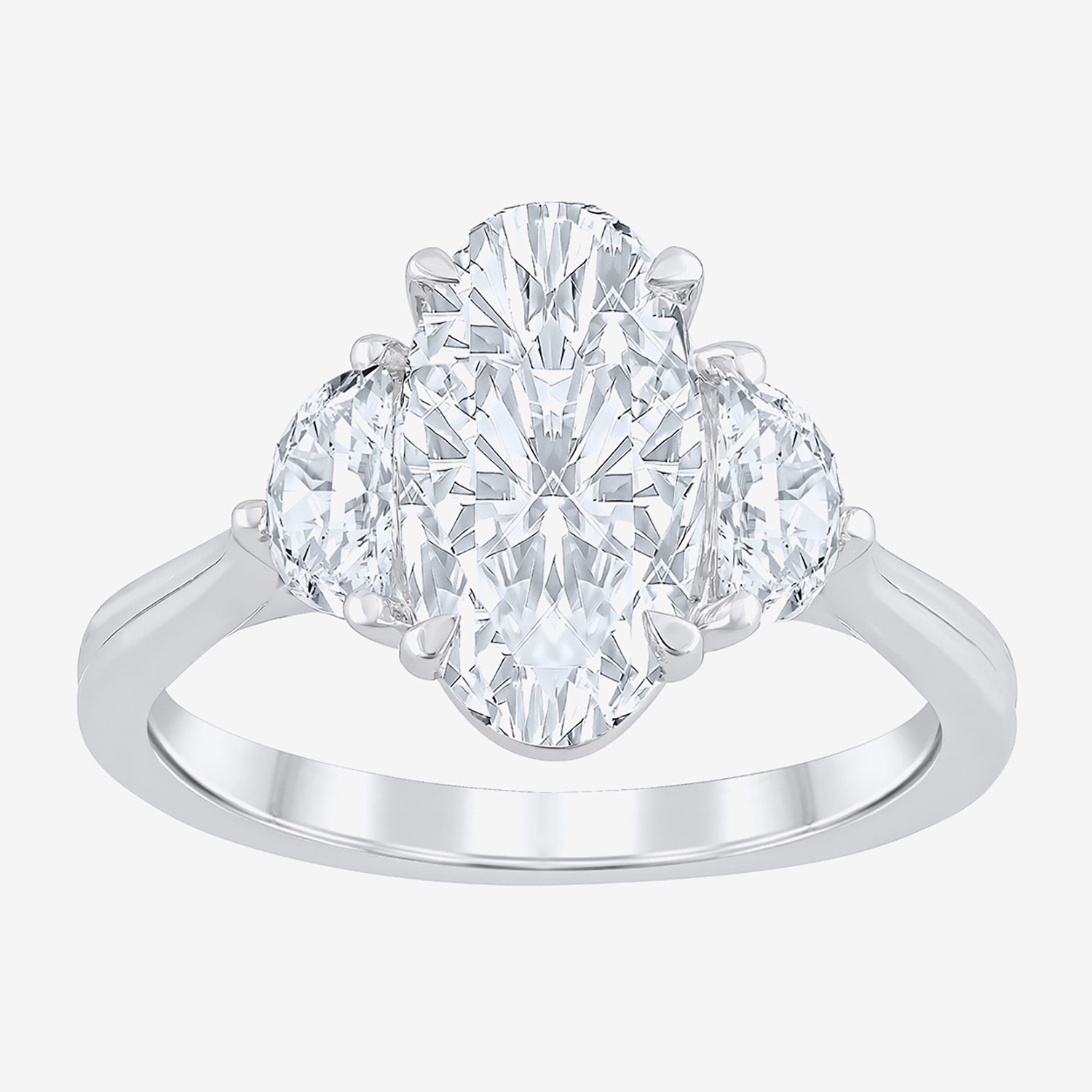 Signature By Modern Bride (F / Vs2) Womens 2 1/2 CT. T.W. Lab Grown White Diamond 10K Gold Oval 3-Stone Engagement Ring