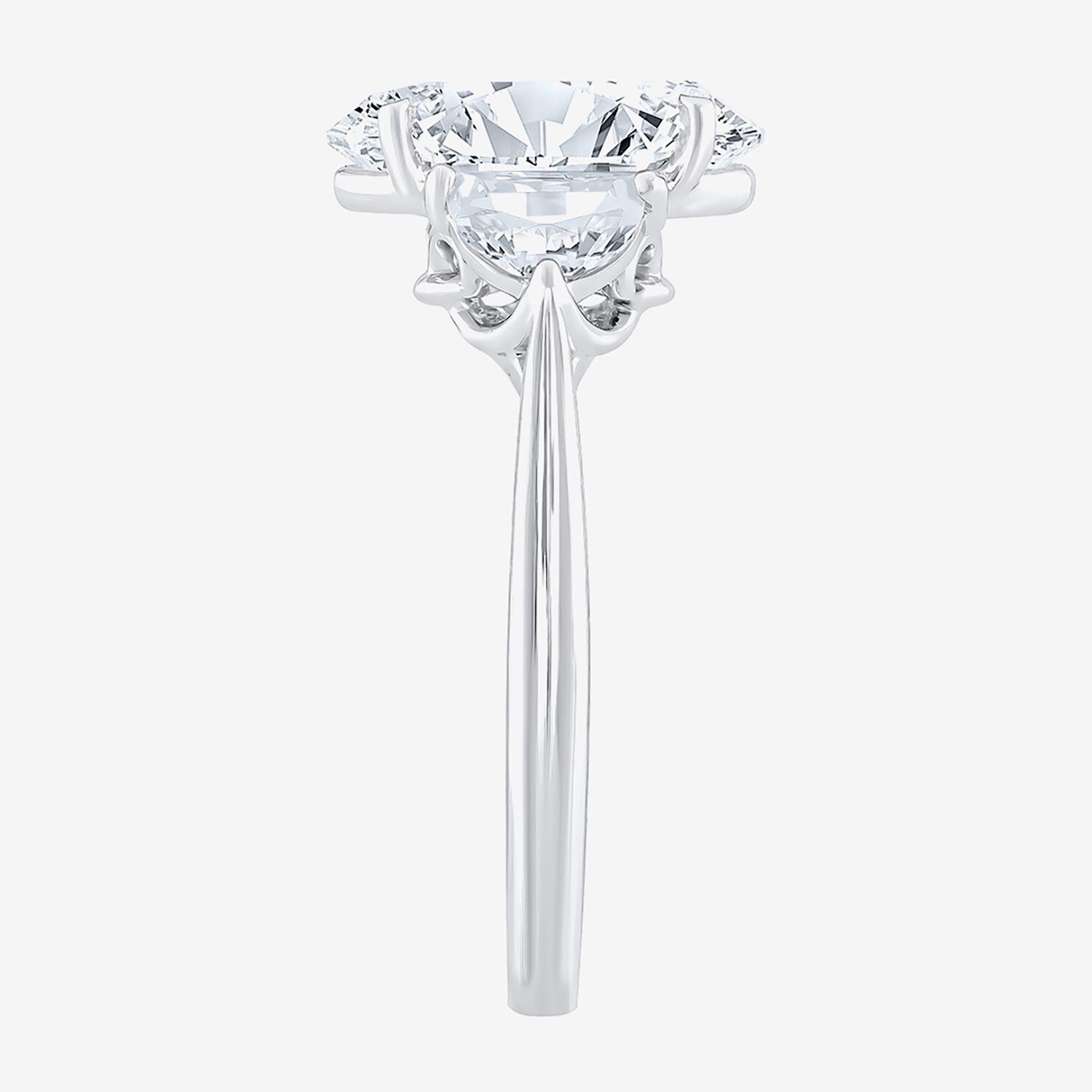 Signature By Modern Bride (F / Vs2) Womens 2 1/2 CT. T.W. Lab Grown White Diamond 10K Gold Oval 3-Stone Engagement Ring