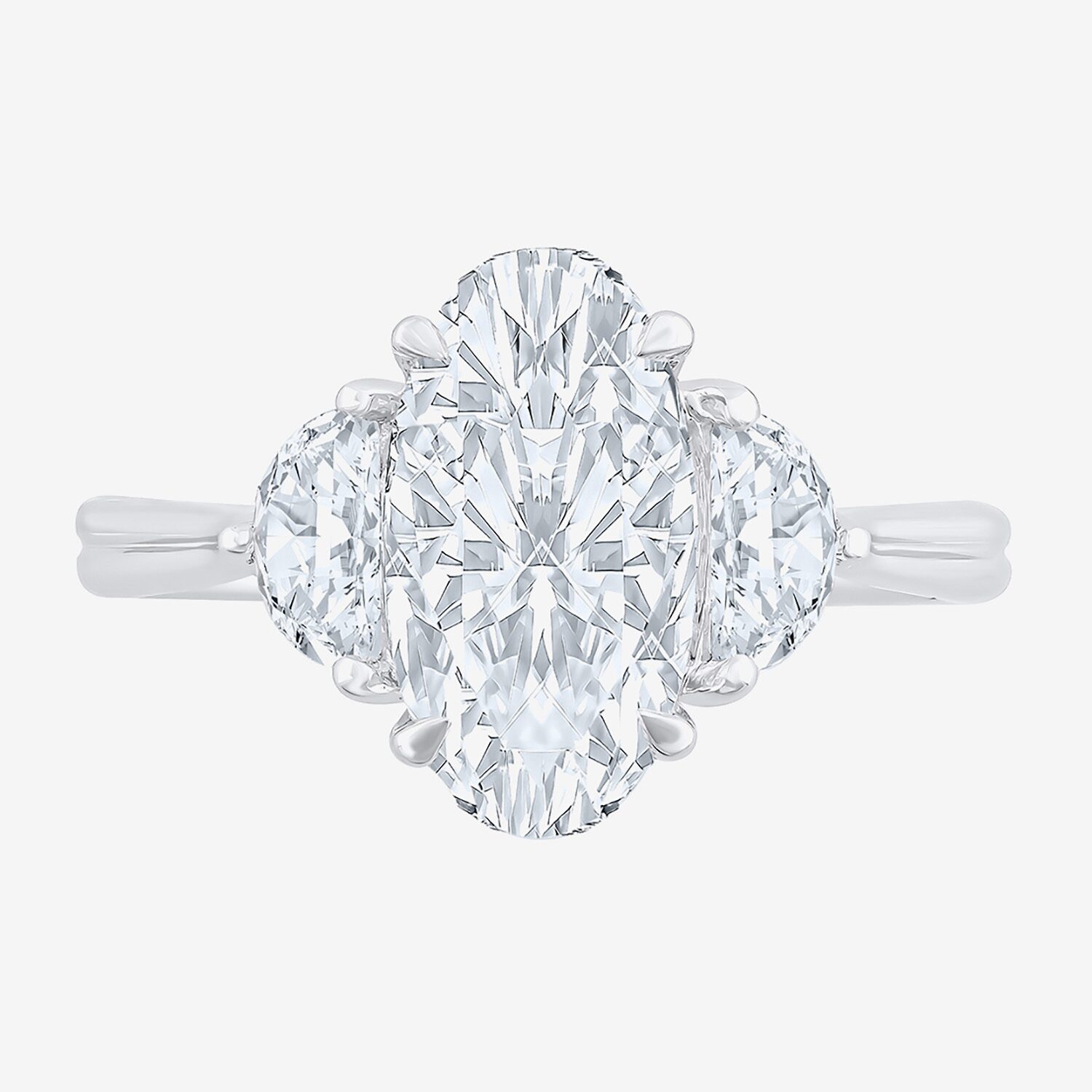 Signature By Modern Bride (F / Vs2) Womens 2 1/2 CT. T.W. Lab Grown White Diamond 10K Gold Oval 3-Stone Engagement Ring