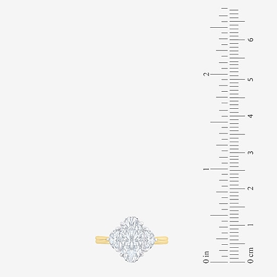 Signature By Modern Bride (F / Vs2) Womens 2 1/2 CT. T.W. Lab Grown White Diamond 10K Gold Oval 3-Stone Engagement Ring