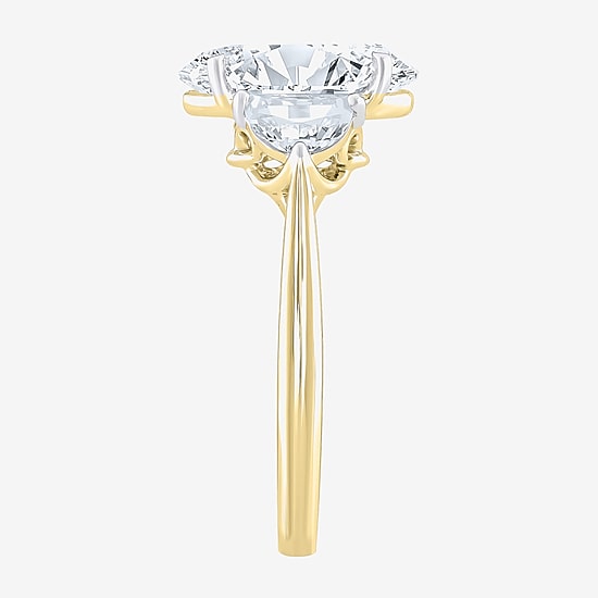 Signature By Modern Bride (F / Vs2) Womens 2 1/2 CT. T.W. Lab Grown White Diamond 10K Gold Oval 3-Stone Engagement Ring
