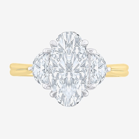 Signature By Modern Bride (F / Vs2) Womens 2 1/2 CT. T.W. Lab Grown White Diamond 10K Gold Oval 3-Stone Engagement Ring