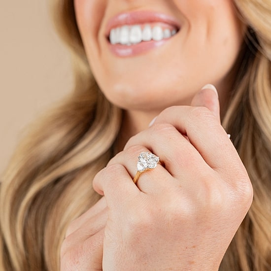 Signature By Modern Bride (F / Vs2) Womens 2 1/2 CT. T.W. Lab Grown White Diamond 10K Gold Oval 3-Stone Engagement Ring