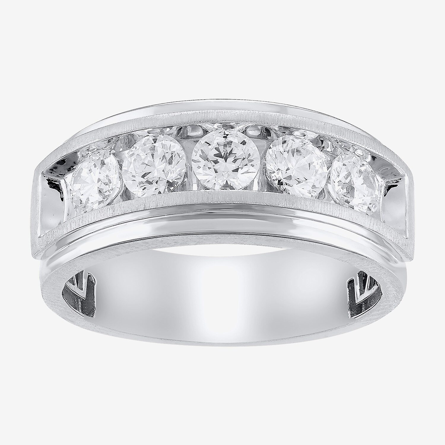 (H-I / I1) Mens 1 1/2 CT. T.W. Lab Grown White Diamond 10K Gold Wedding Band