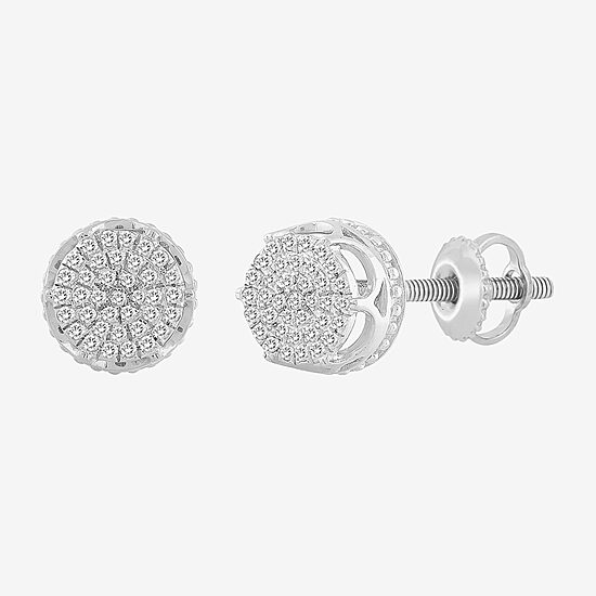 (J / I3) 1/6 CT. Natural White Diamond 10K Gold 7.7mm Round Stud Earrings