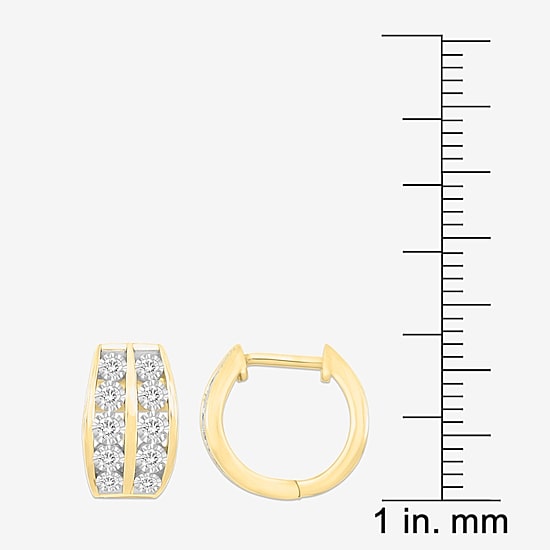 (I / I3) Mens 1/4 CT. Natural White Diamond 10K Gold 12mm Circle Hoop Earrings