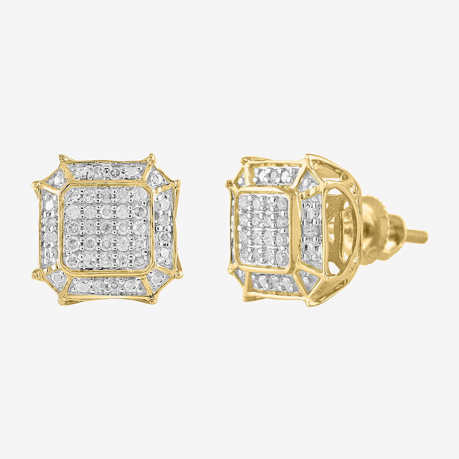 (I / I3) 1/6 CT. Natural White Diamond 10K Gold 9.4mm Stud Earrings