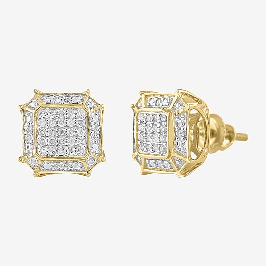 (I / I3) 1/6 CT. Natural White Diamond 10K Gold 9.4mm Stud Earrings