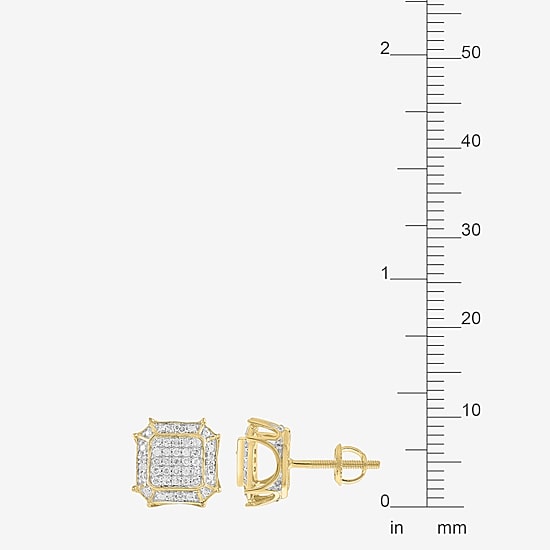 (I / I3) 1/6 CT. Natural White Diamond 10K Gold 9.4mm Stud Earrings