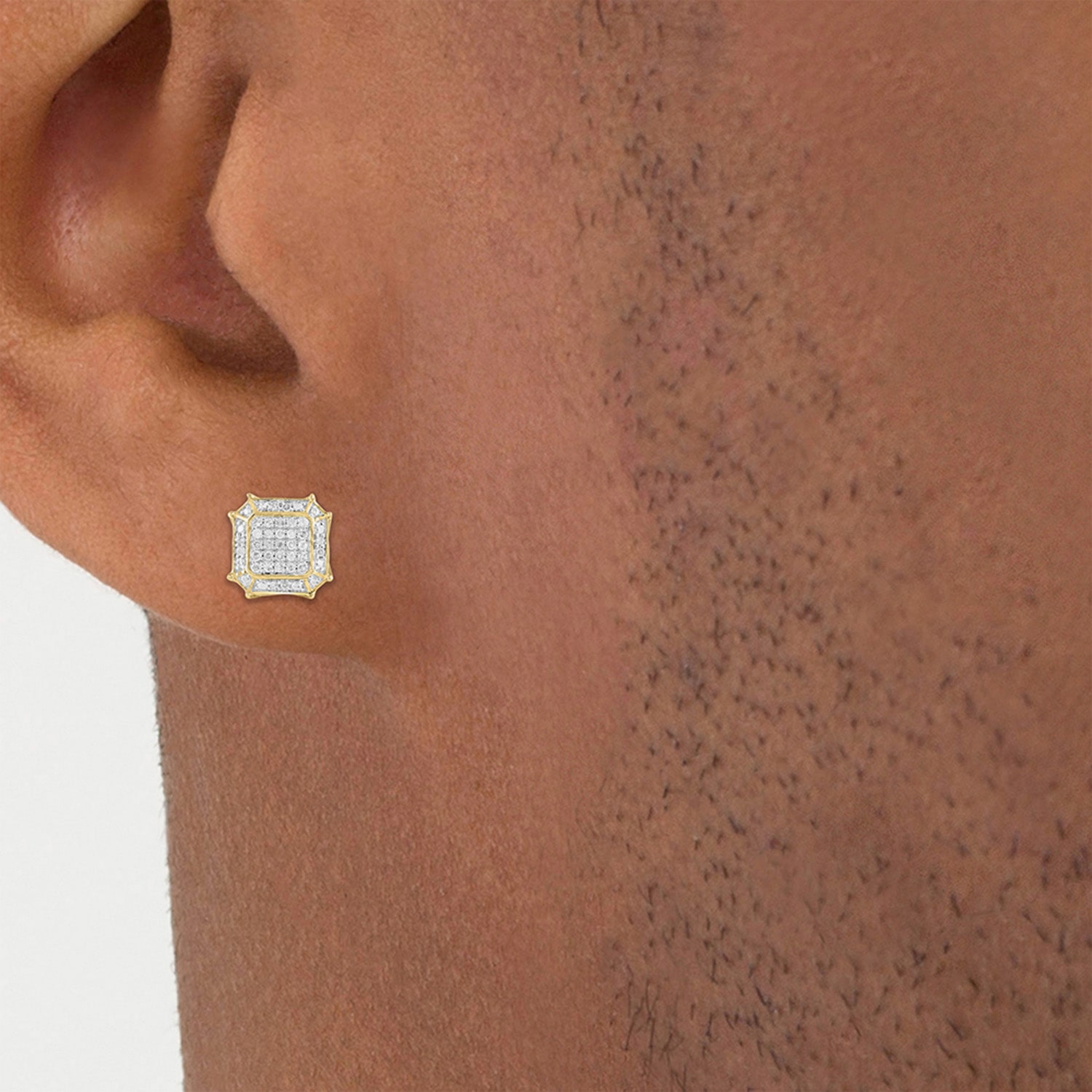 (I / I3) 1/6 CT. Natural White Diamond 10K Gold 9.4mm Stud Earrings