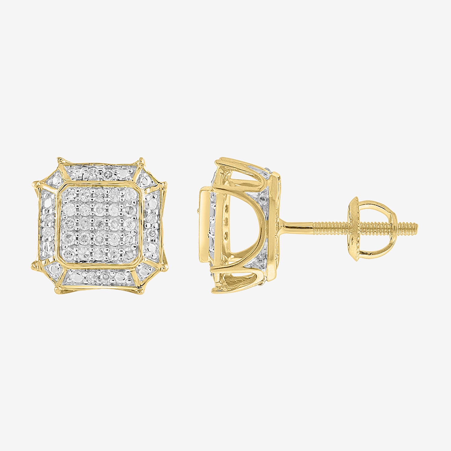 (I / I3) 1/6 CT. Natural White Diamond 10K Gold 9.4mm Stud Earrings