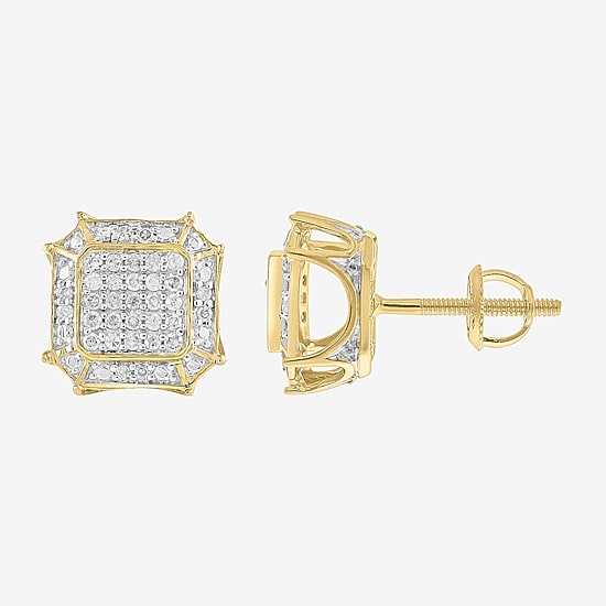 (I / I3) 1/6 CT. Natural White Diamond 10K Gold 9.4mm Stud Earrings