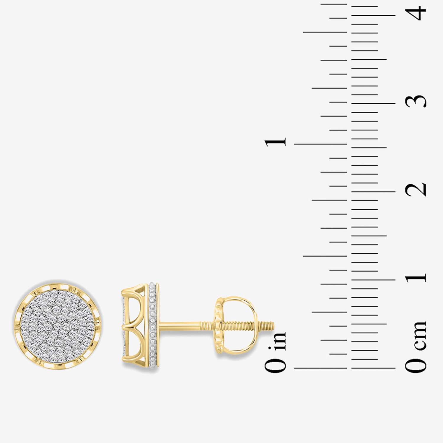 (I / I3) 1/3 CT. Natural White Diamond 10K Gold 11.2mm Round Stud Earrings