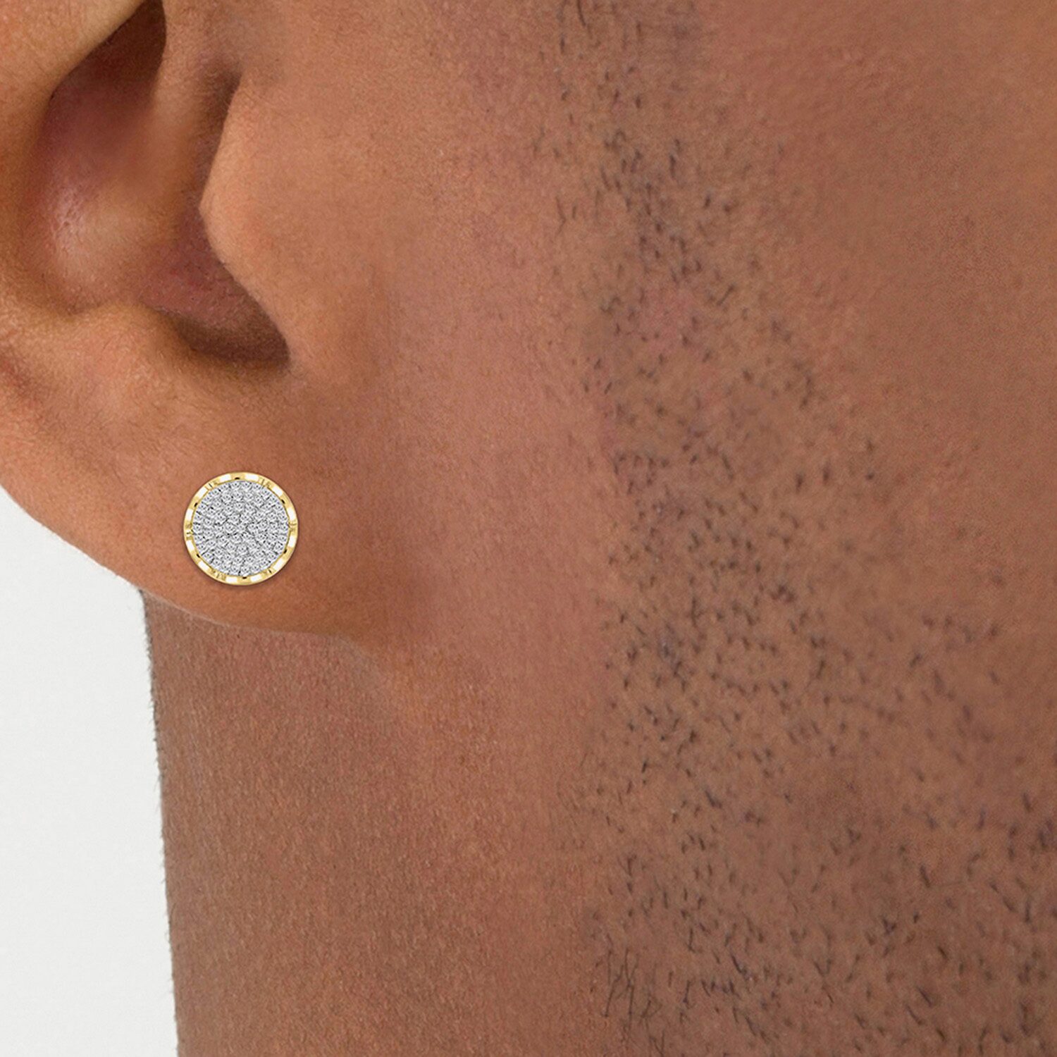 (I / I3) 1/3 CT. Natural White Diamond 10K Gold 11.2mm Round Stud Earrings