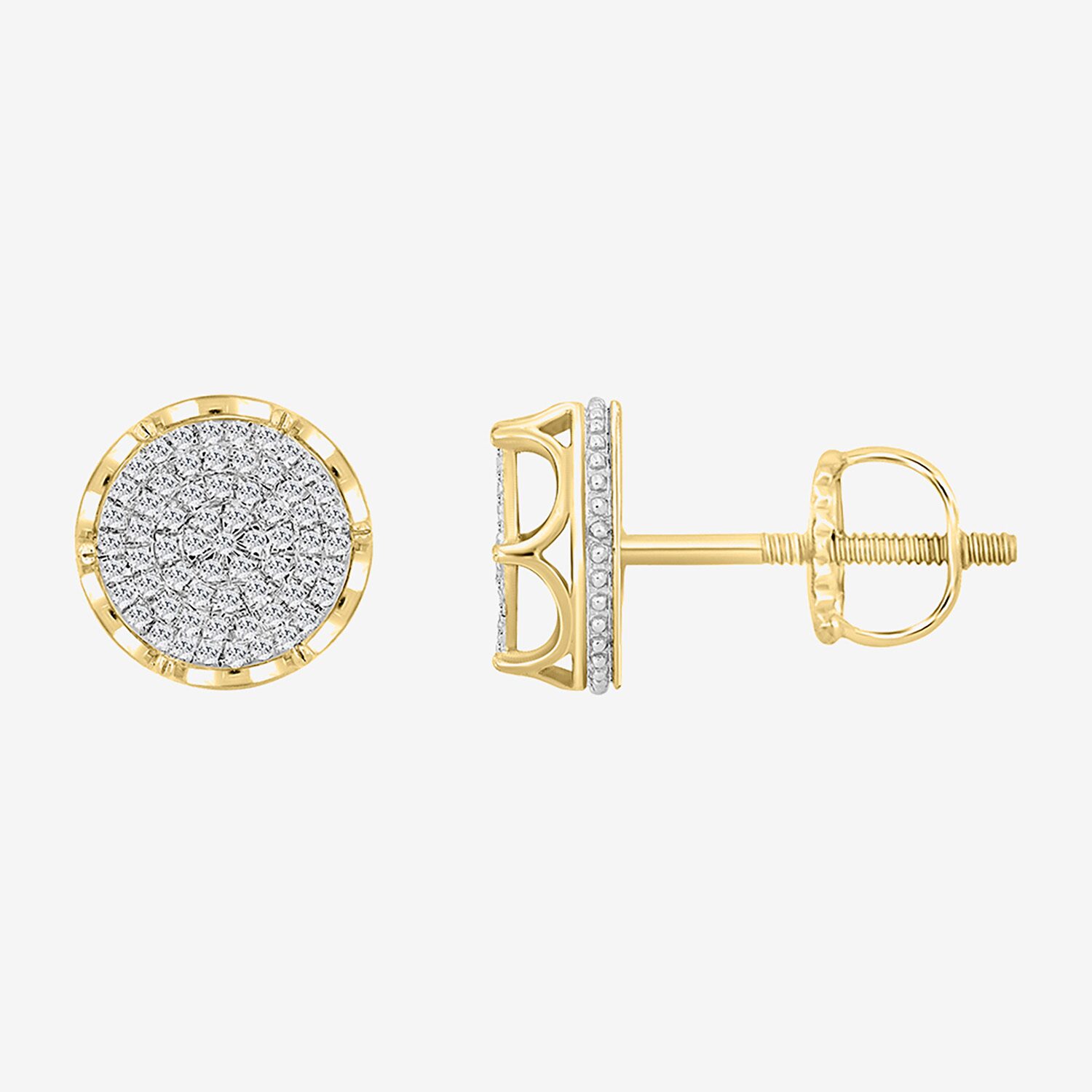 (I / I3) 1/3 CT. Natural White Diamond 10K Gold 11.2mm Round Stud Earrings