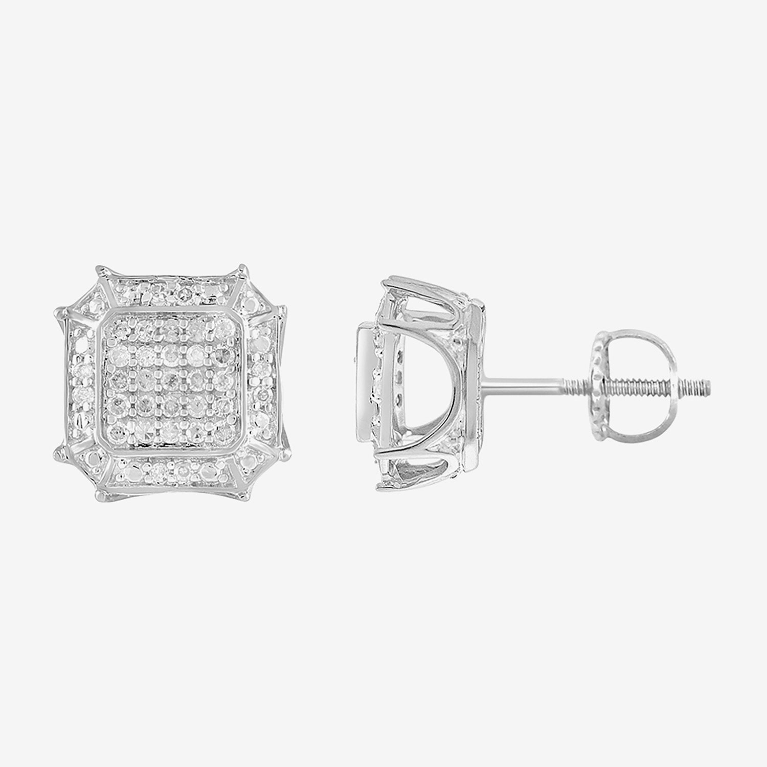 (I / I3) 1/6 CT. Natural White Diamond 10K Gold 9.4mm Stud Earrings
