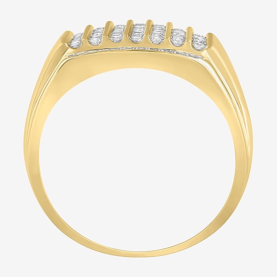 (I / I2-I3) Mens 1/2 CT. Natural White Diamond 10K Gold Fashion Ring