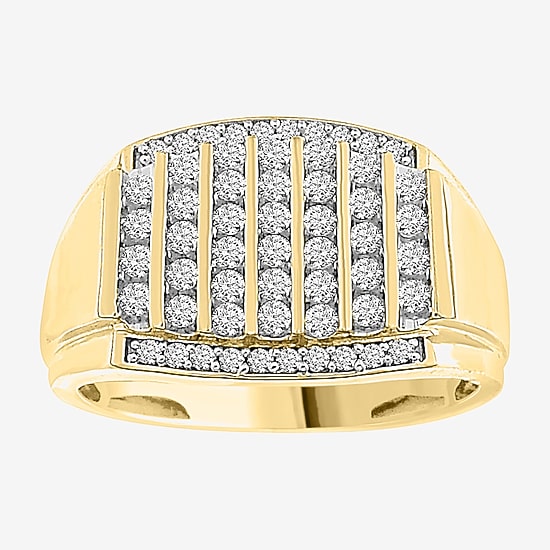 (I / I2-I3) Mens 1/2 CT. Natural White Diamond 10K Gold Fashion Ring