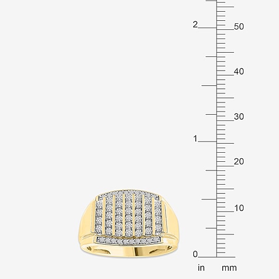 (I / I2-I3) Mens 1/2 CT. Natural White Diamond 10K Gold Fashion Ring