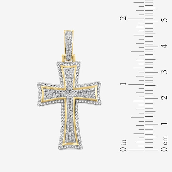 1/4 CT. (J / I3) White Diamond 10K Gold Cross Charm