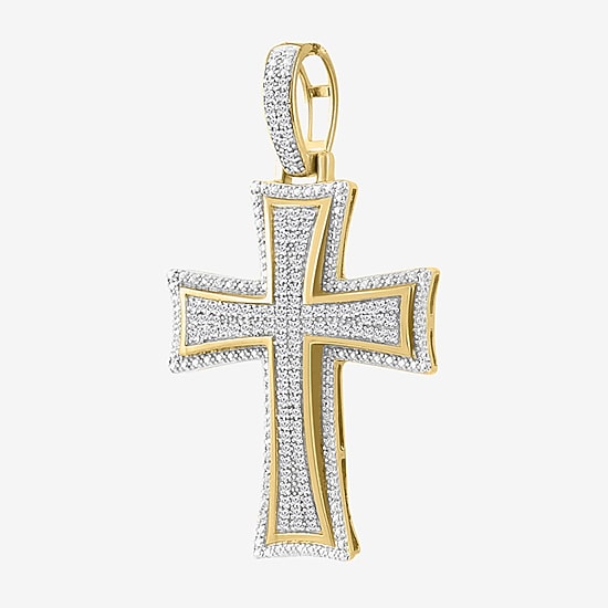 1/4 CT. (J / I3) White Diamond 10K Gold Cross Charm
