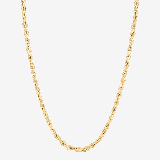 Womens 10K Gold 20 Inch Rope Chain Necklace