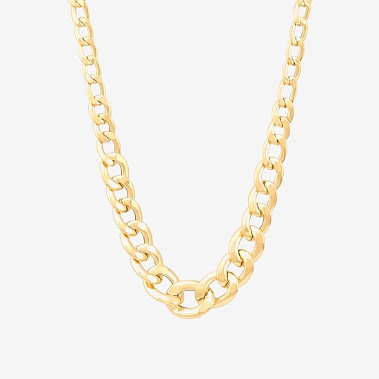 Made in Italy Womens 10K Gold 18 Inch Curb Chain Necklace