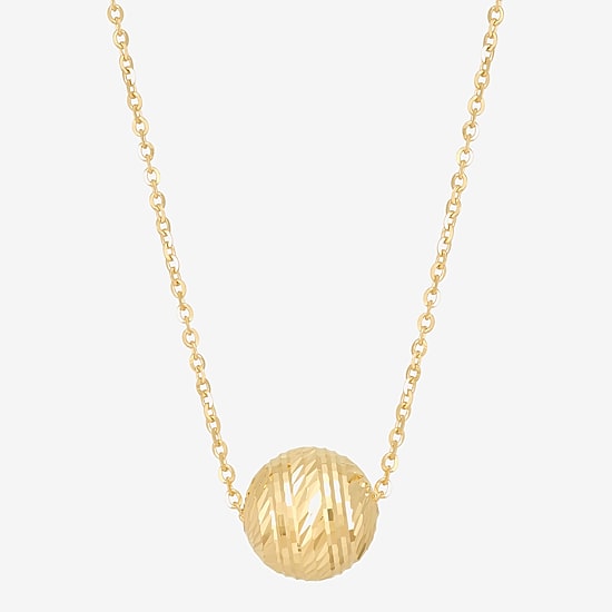 Made in Italy Womens 10K Gold Ball 16 Inch Pendant Necklace