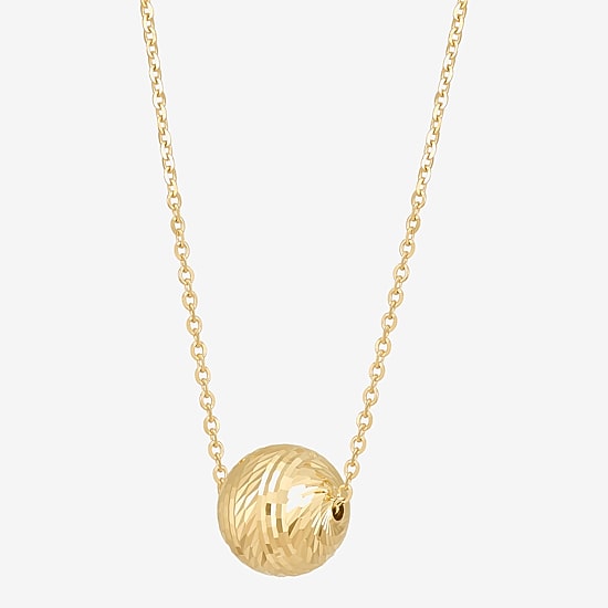 Made in Italy Womens 10K Gold Ball 16 Inch Pendant Necklace