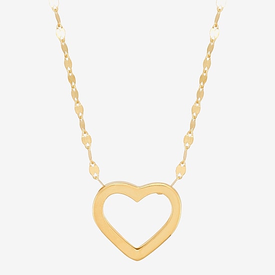Gold Addiction Womens 10K Gold Heart 18 Inch Pendant Necklace