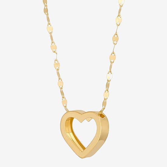 Gold Addiction Womens 10K Gold Heart 18 Inch Pendant Necklace