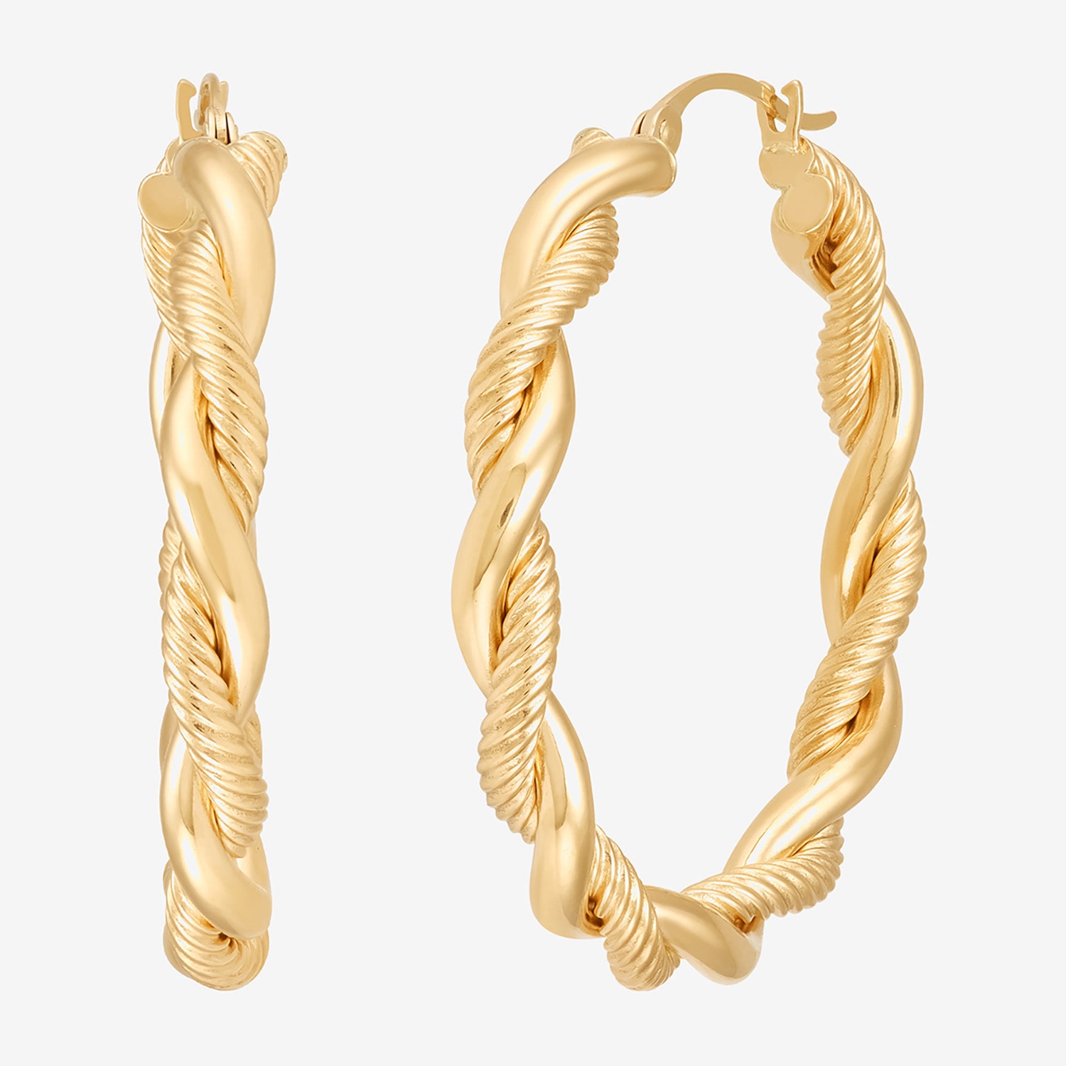Womens 10K Gold 30mm Hoop Earrings